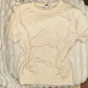 Cream Short Sleeve Sweater